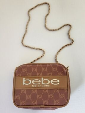 BEBE SERENA MONOGRAM CAMERA CROSSBODY